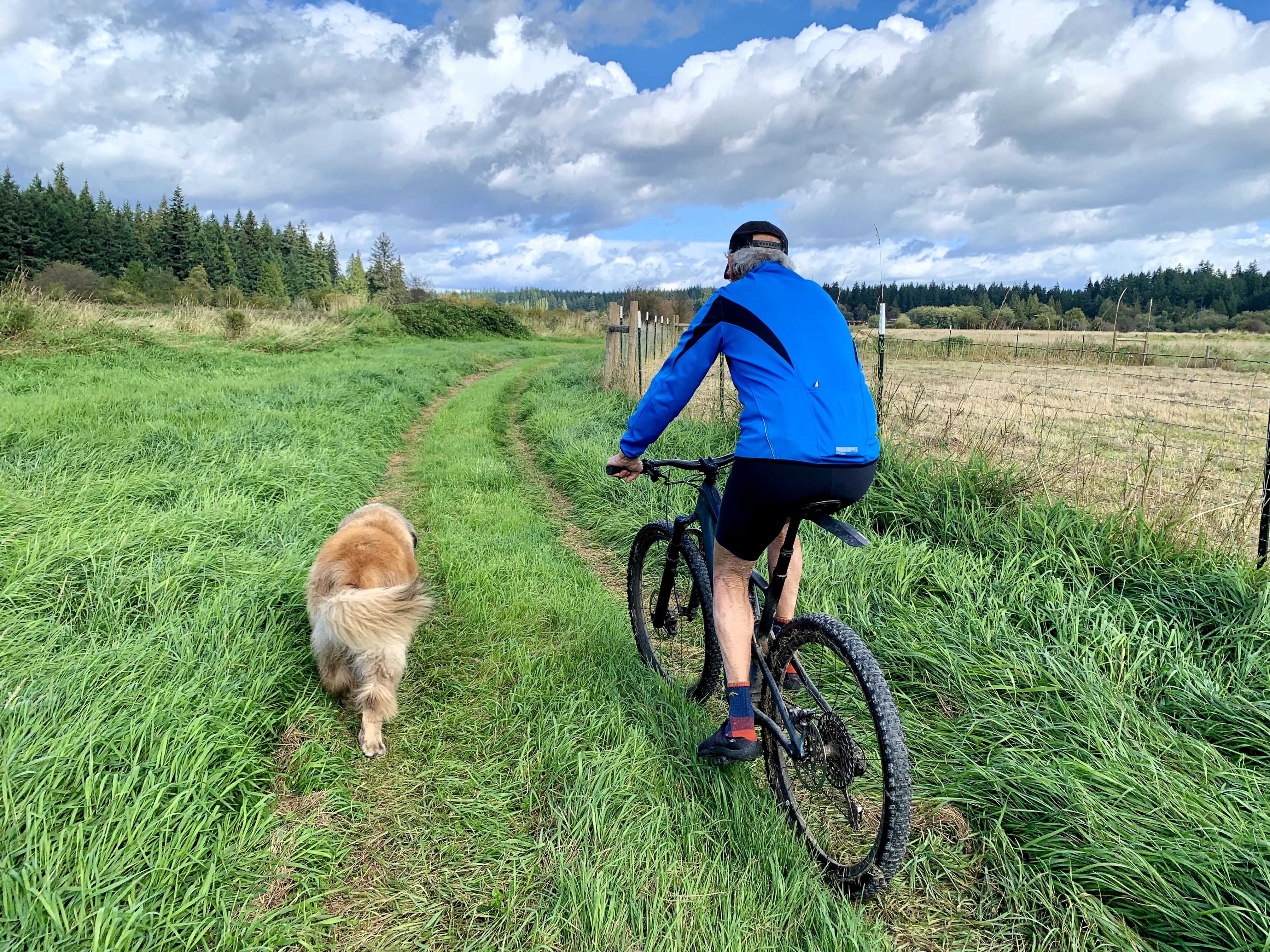 Ron riding with his dog